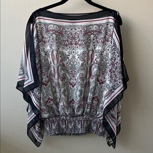 Max Edition Y2K Black and Red Paisley Bandana Blouse- Size Large